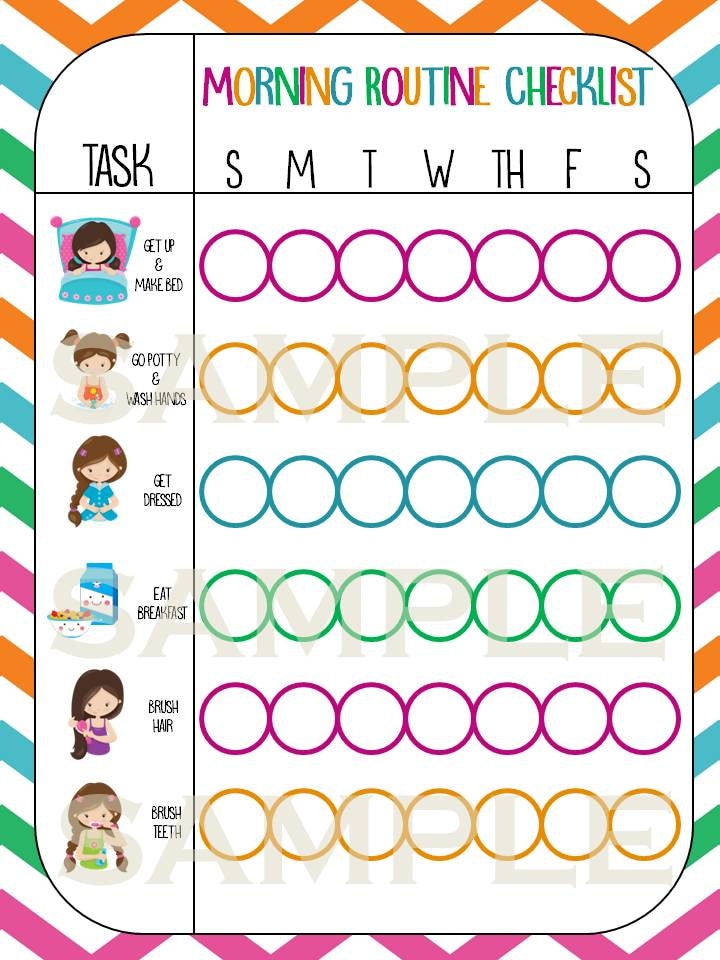 Printable Morning Routine Checklist girl | Etsy