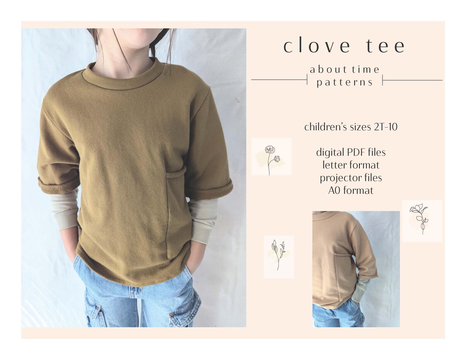 Kids Modern T Shirt Sewing Pattern, Gender Neutral, Layered, Printable ...