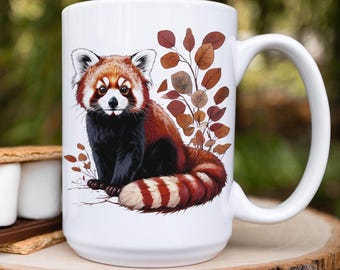 Red Panda Mug, Gift for Red Panda Lovers, Red Panda Home Decor, Cute Animal Coffee Cup, Autumn Animal Mug, Adorable Critter Art, Nature Mug