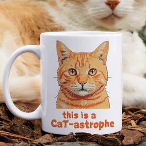 Funny Orange Cat Mug, Cat Lover Gift, Ginger Cat Coffee Cup, Pet Humor, Cat Mom Gift, Orange Cat Energy Decor, Cat Dad Gift, Pun Lover Gift