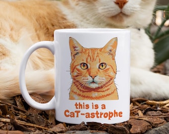 Funny Orange Cat Mug, Cat Lover Gift, Ginger Cat Coffee Cup, Pet Humor, Cat Mom Gift, Orange Cat Energy Decor, Cat Dad Gift, Pun Lover Gift