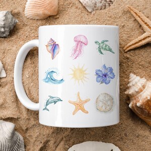 Beach Vibes Ceramic Mug - Ocean Inspired, Perfect Gift for Sea Lovers, Coastal Home Decor, Beachy Coffee Cup, Mermaidcore, Summer Drinkware