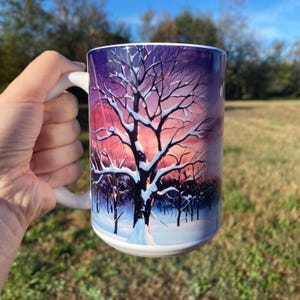 Snowy Winter Trees Coffee Mug, Winter Landscape, Gift for Nature Lovers,  Winter Decor, Holiday Mug, Winter Sunset Large Mug, 15oz Ceramic