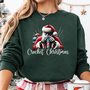 Crochet Christmas Sweatshirt, Santa Claus Sweatshirt, Knitting Sweatshirt, Christmas Crochet Lover Gift, Crochet Crewneck, Crocheting Hoodie