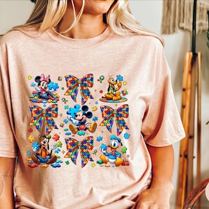 Disney Autism Awareness Shirt, Colorful Puzzle Bow Tee, Mickey Autism Shirt, Cute Disney Inspired Support Gift For Kids, Autism Puzzle Tee