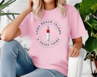 Long Beach Island, A Shore Thing! Unisex Heavy Cotton Tee.  Vintage LBI TShirt with Lighthouse.  Perfect as a gift!