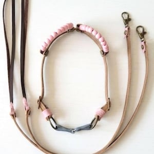 Hobby Horse Western Bridle - Size A5 A4 A3 - Double Ear with Bit - Classic/Pink/Blue Style - Accessories - Handmade