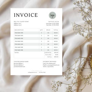 Minimalist Invoice Template, Small Business Invoice, Modern Client Invoice, Editable Template, Services Invoice, Business Invoice | D1