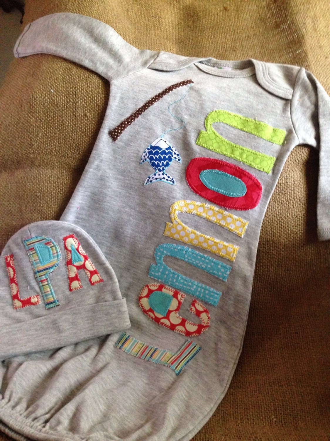 Personalized appliqué infant gown baby boy gown boy layette Etsy
