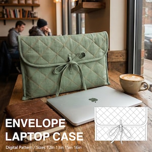 Patrón de costura para funda acolchada para portátil • Bolso con lazo estilo cottagecore (PDF)