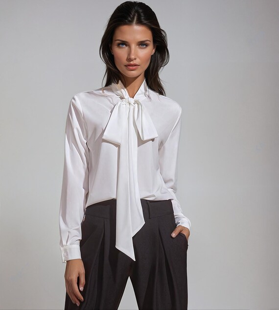 Bow Tie Blouse Sewing Pattern PDF | Loose Blouse Pattern S