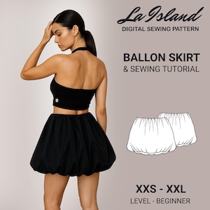 PDF Schnittmuster: Ballonrock PDF Schnittmuster: Einfache elastische Taille (XXS-XXL)