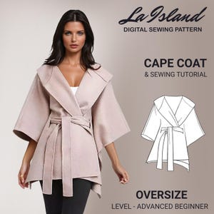 Oversized Hooded Cape Coat Sewing Pattern | Unisex Cape Coat PDF Pattern | One-Size-Fits-All | Beginner Friendly