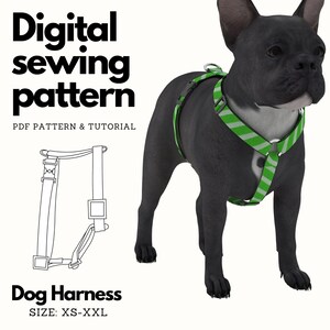Dog Chest Harness Sewing Pattern PDF | Easy DIY Dog Harness Pattern for Small, Medium, Large Breeds | Pet Harness Template & Instruction