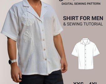 Men's Button-Up Shirt Sewing Pattern: Short Sleeve (XXS-4XL) (Digital Download)