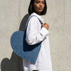 デニムハートトートバッグの縫製パターン｜一体型ストラップ（PDFパターン）