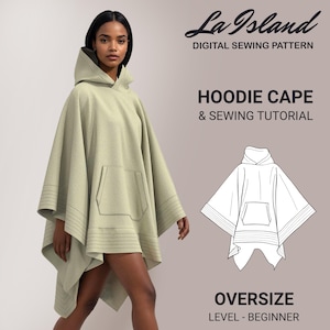Oversized Hooded Cape Sewing Pattern | PDF Instant Download | Easy DIY Cape Pattern | One Size Fits All | Beginner Friendly |A4- US Letter