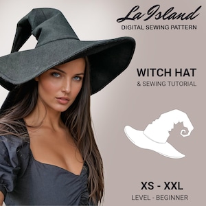 Classic Witch Hat Sewing Pattern | PDF Instant Download | Cosplay & Halloween | Sizes Xxs-XL | Easy DIY Hat Pattern