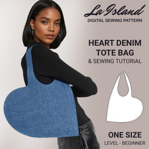 Herzförmige Denim-Einkaufstasche PDF Schnittmuster | Stilvolles übergroßes Taschenmuster | Anfängerfreundlich | Personalisierbar Tote für alle Jahreszeiten