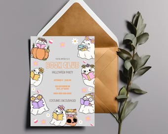 Invitación a la fiesta del club de lectura de Halloween