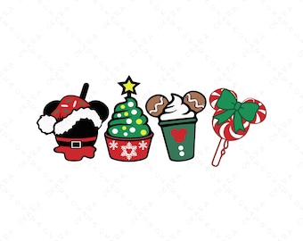 Mickey Christmas Snacks SVG - Disney Holiday Treats PNG - Theme Park Family Shirt Design - Festive Winter Cricut File