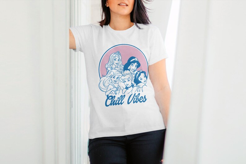 Prinsessans trupp SVG | Retro chill vibbar PNG | 90-tals estetisk tröjdesign | Vaporwave prinsessa digital fil | Temapark gruppresa fil bild 8