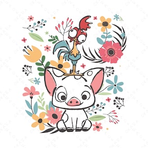 Retro Moana Hei Hei and Pua Design for Shirt - Tote Bag - Mug - Tumbler, Moana Svg, Disney Svg, Moana Png, Disney Png, Digital File