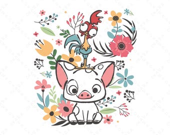 Retro Moana Hei Hei and Pua Design for Shirt - Tote Bag - Mug - Tumbler, Moana Svg, Disney Svg, Moana Png, Disney Png, Digital File