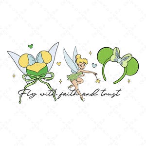 Tingeling SVG PNG - Tro och förtroende älva citat - Magic Kingdom öron pannband design - Neverland Pixie Dust Clipart - sublimeringsfil