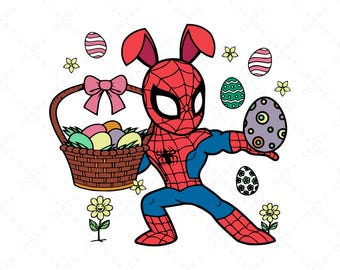 Spiderman Easter SVG Bundle | Spider Hero Bunny PNG | Boys Easter Shirt Design | Cute Superhero Egg Hunt Clipart for Cricut & Sublimation