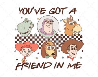 Retro Toy Movie Characters Design for Shirts - Nostalgic Toy Story SVG for Family Vacation - Easy Cut File for Cricut & Sublimation PNG