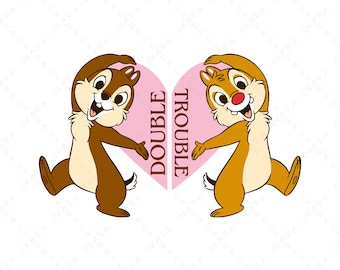 Dubbele problemen Svg | Chip and Dale Svg | Bijpassende shirts voor je beste vriend | Hart handen Svg | Grappig cadeau voor broer of zus | Cricut Cut-bestand