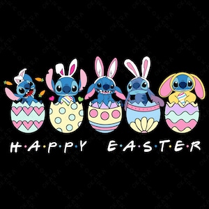 Stitch Easter SVG Bundle | Friends Font Style Happy Easter Png | Lilo Stitch Bunny Ears Clipart for Cricut | Funny Holiday Sublimation image 9
