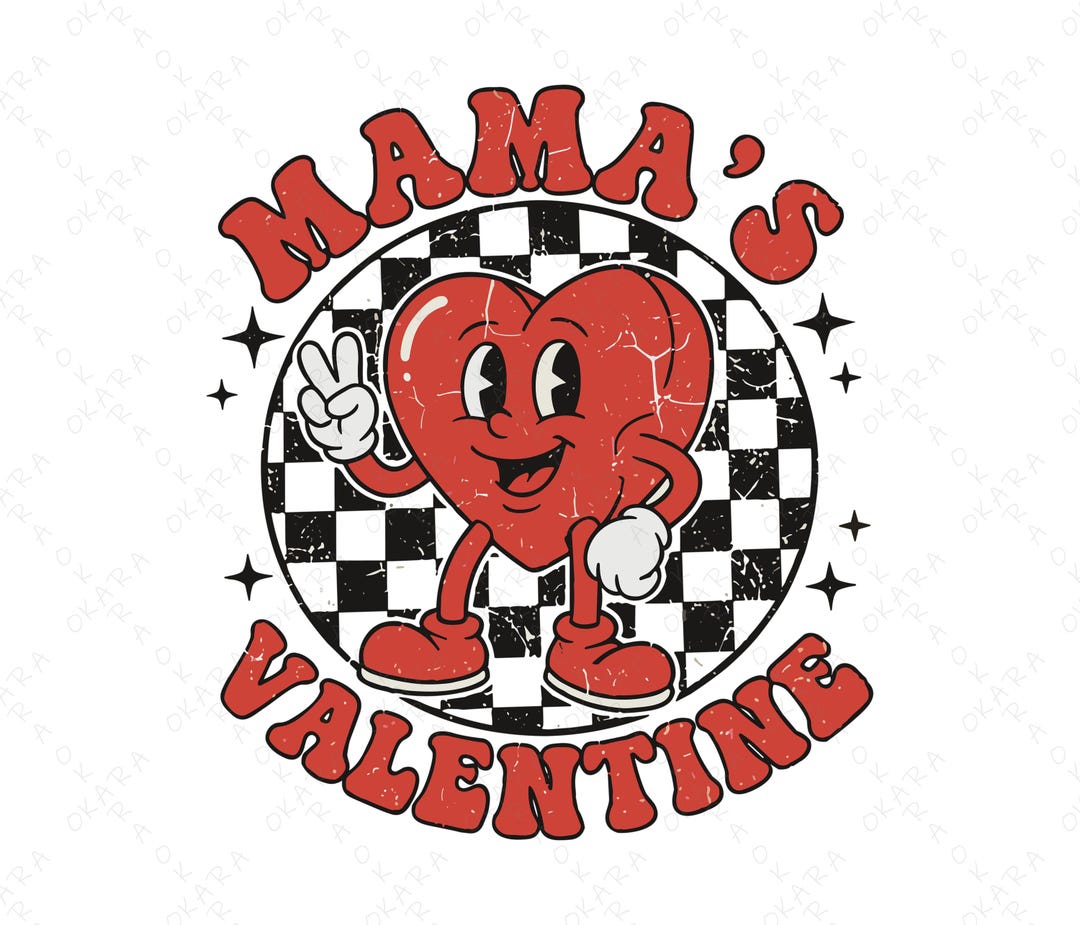 Mama's Valentine SVG | Retro Valentine PNG for Boys | Checkered Heart ...