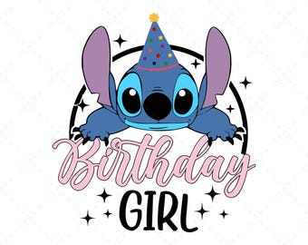 Stitch Birthday Girl SVG - Cute Alien Party Png for Sublimation | Kids Birthday Shirt Design | Lilo Theme Cricut Files DIY