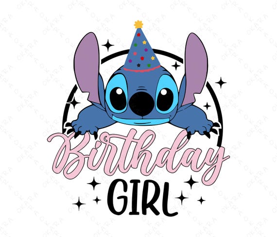 Stitch Birthday Girl SVG - Cute Alien Party Png for Sublimation | Kids Birthday Shirt Design | Lilo Theme Cricut Files DIY