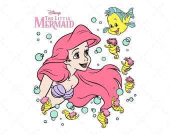 Diseño de La Sirenita de Disney para camisetas, tazas, vasos y bolsas de tela. SVG de La Sirenita, SVG de Ariel, SVG de Princesas Disney, SVG de Disney.