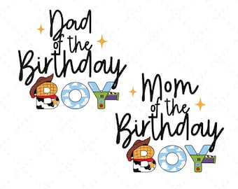 Toy Story Birthday Boy Family Shirts SVG - Dad Mom Son Design Bundle - Cowboy and Space Theme Party Files - Digital Download for Vinyl