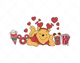 Winnie the Pooh SVG - Disney Valentine Snacks - Cricut Shirt File - Valentines Day Design