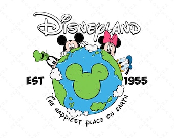 Disneyland 1955 SVG - Happiest Place On Earth Mickey Friends PNG - Family Vacation Shirt Design - Theme Park Trip Cricut File