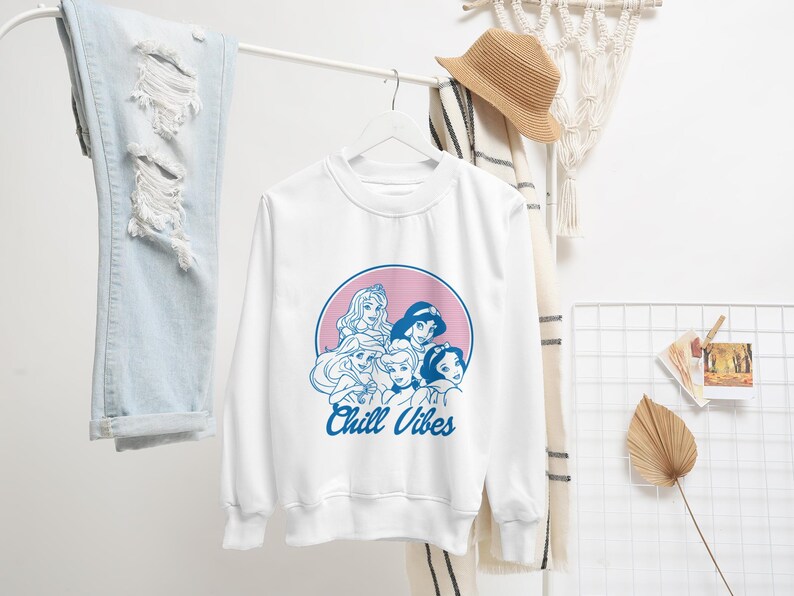 Prinsessans trupp SVG | Retro chill vibbar PNG | 90-tals estetisk tröjdesign | Vaporwave prinsessa digital fil | Temapark gruppresa fil bild 6