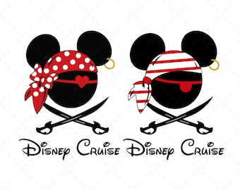 Mickey Pirate SVG - Minnie Mouse Pirate Ears Png- Disney Cruise PNG - Matching Family Cruise Shirts - Pirate Night Design - SVG Cut File