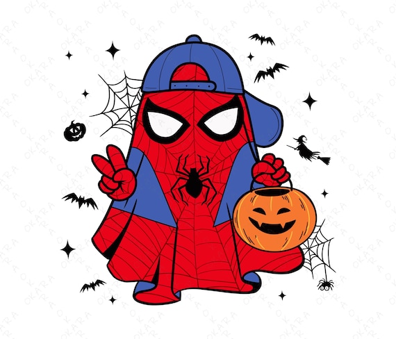 Spiderman Ghost SVG - Kids Superhero PNG - Trick or Treat Shirt File - Boys Halloween Design