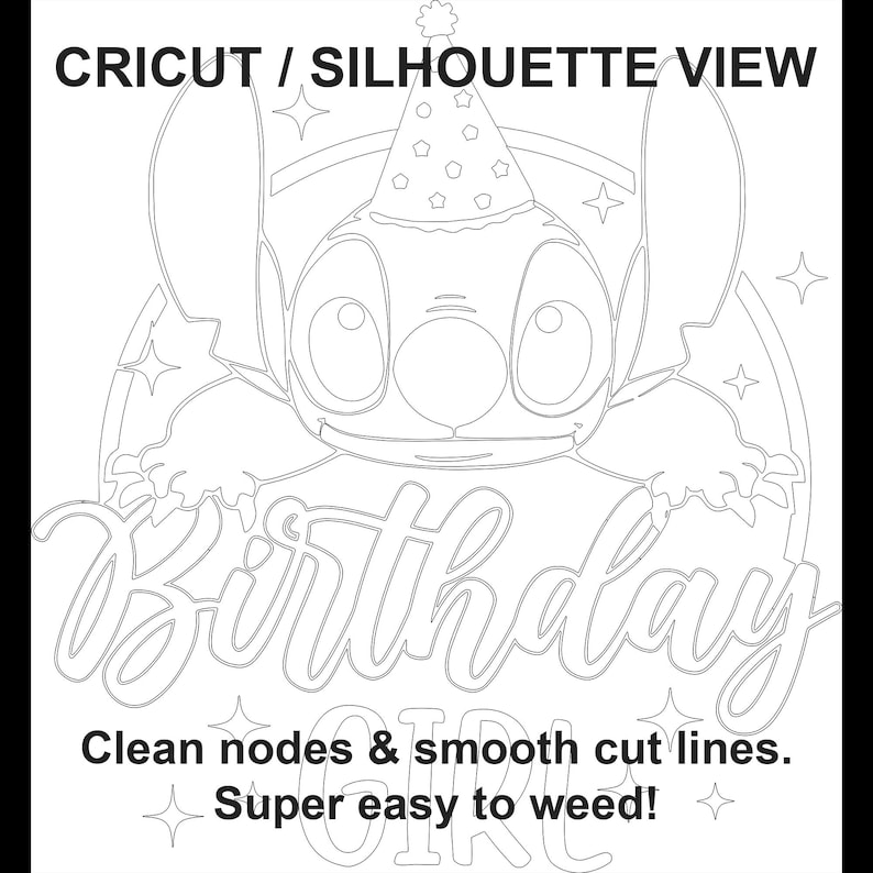 Stitch Birthday Girl SVG - Cute Alien Party Png voor sublimatie | Ontwerp kinderverjaardagsshirt | Lilo Thema Cricut Files DIY afbeelding 9