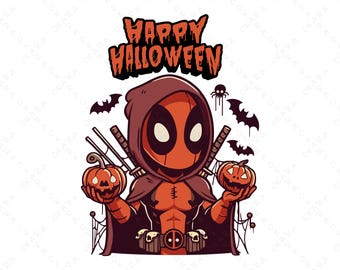 Diseño de Halloween de Deadpool: camiseta, taza y vaso (archivo digital)