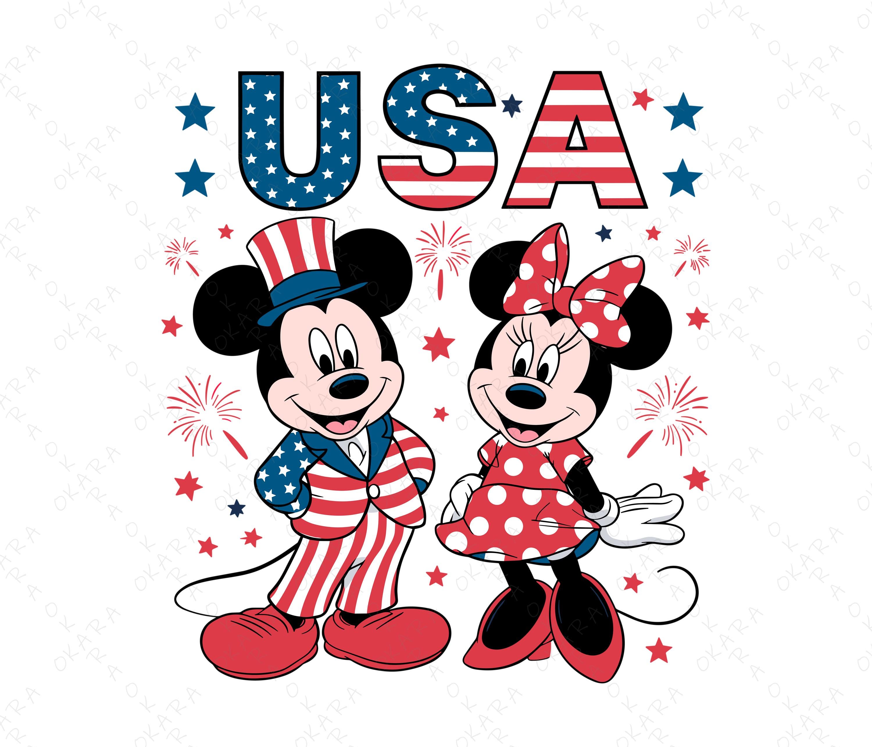 7月4日のミッキーマウスとミニーマウスのUSAデザイン（SVG、PNG
