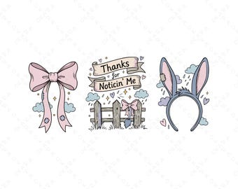 Thanks for Noticin Me SVG - Eeyore Donkey Bow PNG - Introvert Quote Clipart - Stitched Animal File for Cricut - Custom Mug Decal