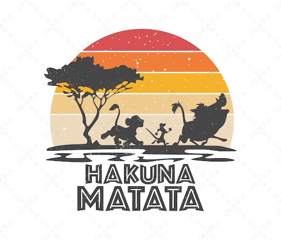 Hakuna Matata Svg Bundle | Lion King Retro Sunset Png | Simba Timon Pumbaa Silhouette for Cricut | Animal Kingdom Shirt Design
