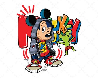 Urban Mickey Mouse SVG - Hip Hop Graffiti Cartoon PNG - Streetwear Shirt Design - Pop Art Sublimation File - Trendy Cricut Cut File
