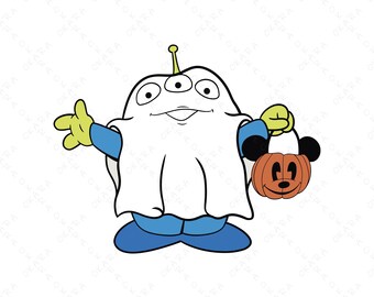 Toy Story Alien Ghost SVG - Mickey Pumpkin Trick or Treat PNG - Kids Halloween Shirt Design - Theme Park Family Trip SVG - Digital File
